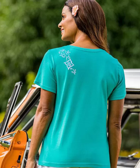 T-Shirts>Crazy Shirts 3D Vine - Ocean Short Sleeve Pima V-Neck T-Shirt
