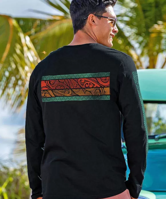 T-Shirts>Crazy Shirts Alakai Band - Jet Black Long Sleeve Pima T-Shirt
