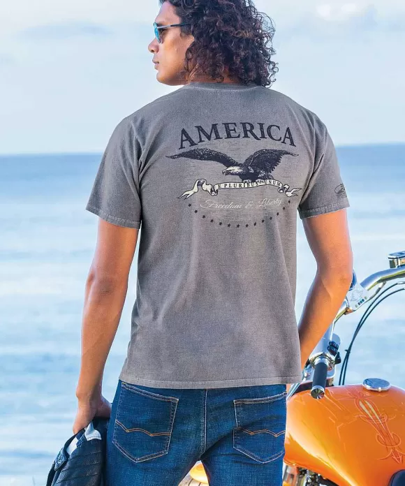 T-Shirts>Crazy Shirts America Freedom - Crater Dyed® Short Sleeve Crewneck T-Shirt