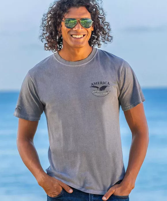 T-Shirts>Crazy Shirts America Freedom - Crater Dyed® Short Sleeve Crewneck T-Shirt