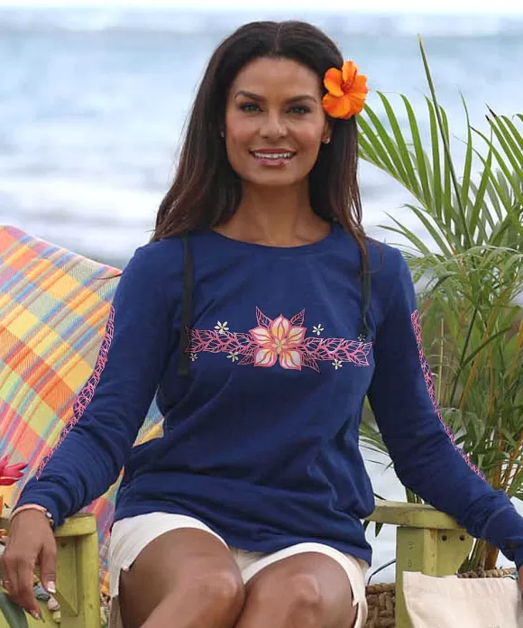 Jackets & Pullovers>Crazy Shirts Apple Flower Band - Midnight Long Sleeve Harmony Hooded T
