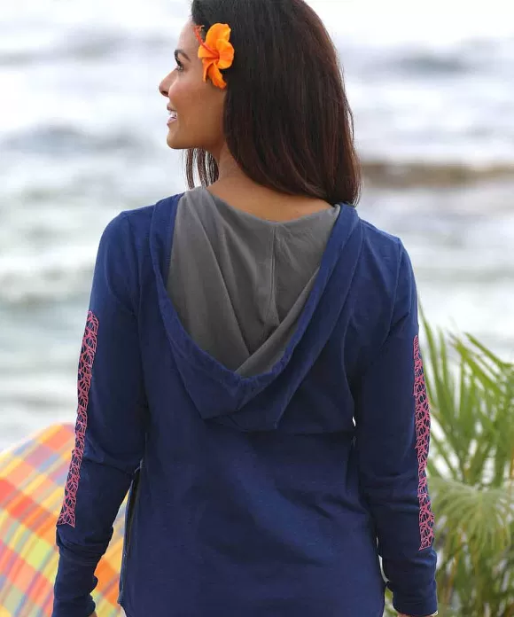 Jackets & Pullovers>Crazy Shirts Apple Flower Band - Midnight Long Sleeve Harmony Hooded T
