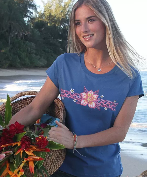 T-Shirts>Crazy Shirts Apple Flower Band - Sapphire Short Sleeve Pima T-Shirt