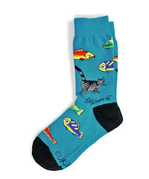 Trinkets>Crazy Shirts B. Kliban So Many Fish - Graphic Cotton Crew Socks