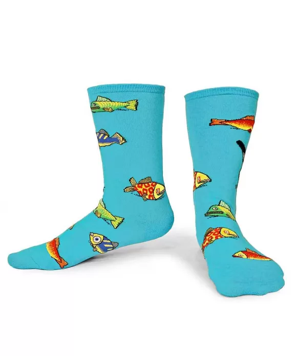 Trinkets>Crazy Shirts B. Kliban So Many Fish - Graphic Cotton Crew Socks