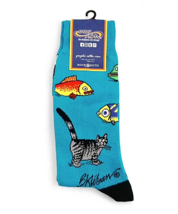 Trinkets>Crazy Shirts B. Kliban So Many Fish - Graphic Cotton Crew Socks
