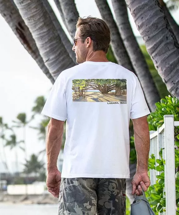 T-Shirts>Crazy Shirts Banyan Tree Court - White Short Sleeve Crewneck T-Shirt