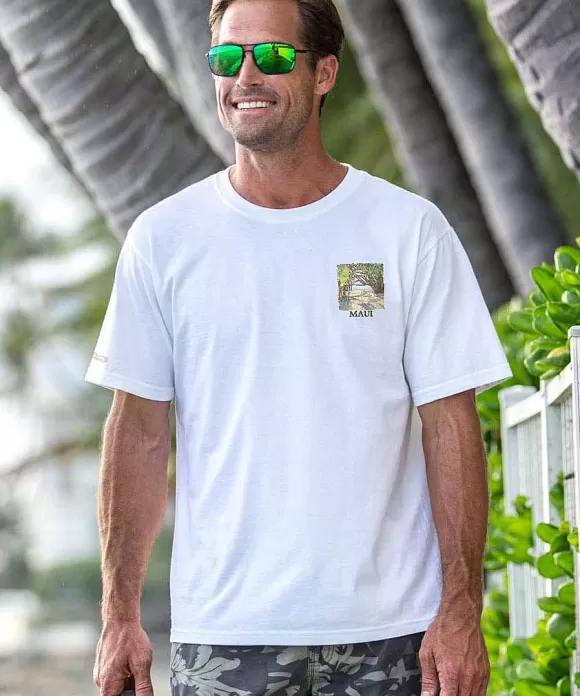 T-Shirts>Crazy Shirts Banyan Tree Court - White Short Sleeve Crewneck T-Shirt