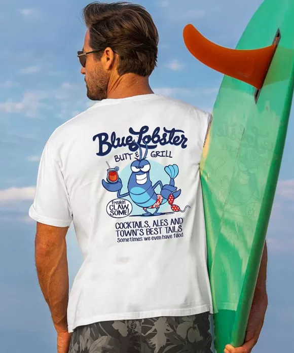 T-Shirts>Crazy Shirts Blue Lobster - White Short Sleeve Crewneck T-Shirt
