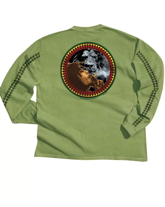 T-Shirts>Crazy Shirts Bob Marley Spliff - Hemp Dyed Long Sleeve Crewneck T-Shirt