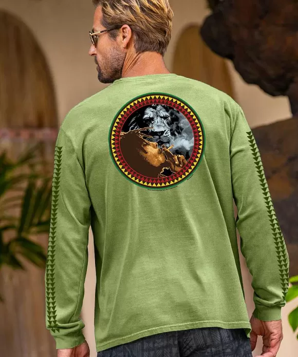 T-Shirts>Crazy Shirts Bob Marley Spliff - Hemp Dyed Long Sleeve Crewneck T-Shirt