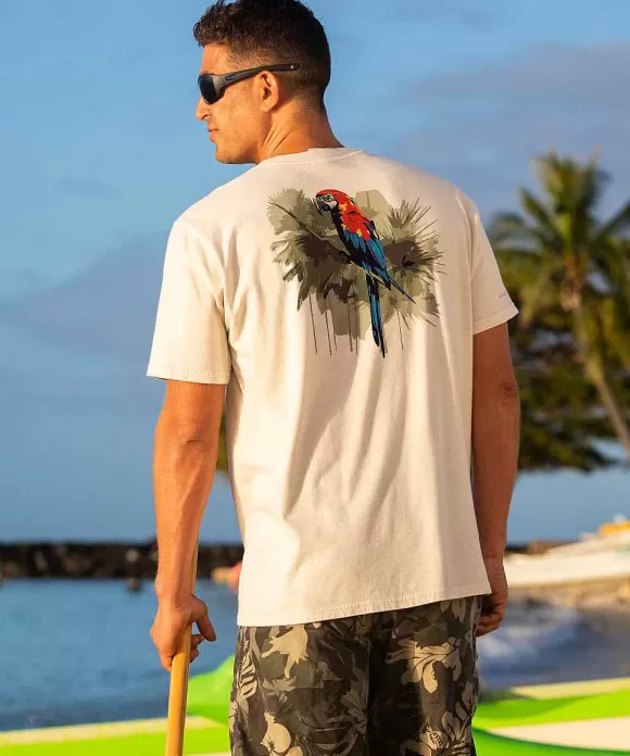 T-Shirts>Crazy Shirts Camo Parrot - Coconut Dyed Short Sleeve Crewneck T-Shirt