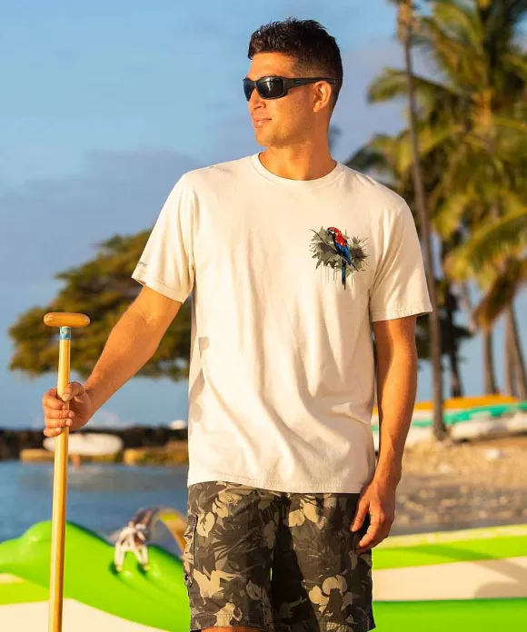 T-Shirts>Crazy Shirts Camo Parrot - Coconut Dyed Short Sleeve Crewneck T-Shirt