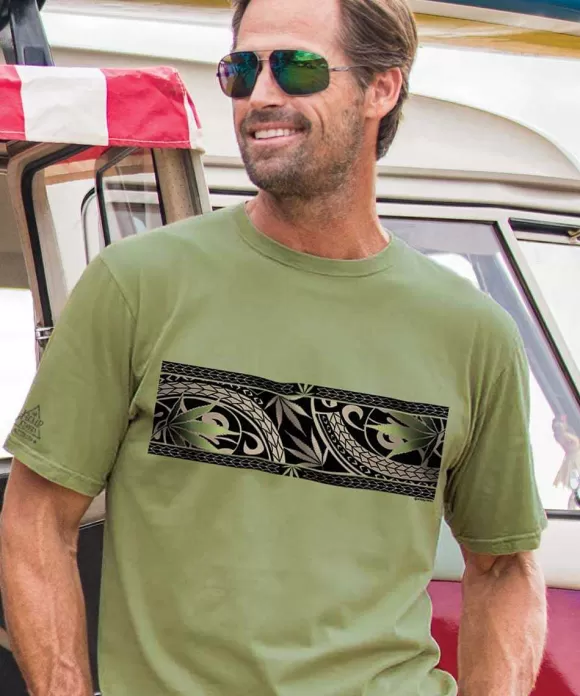 T-Shirts>Crazy Shirts Cannabis Band - Hemp Dyed Short Sleeve Crewneck T-Shirt