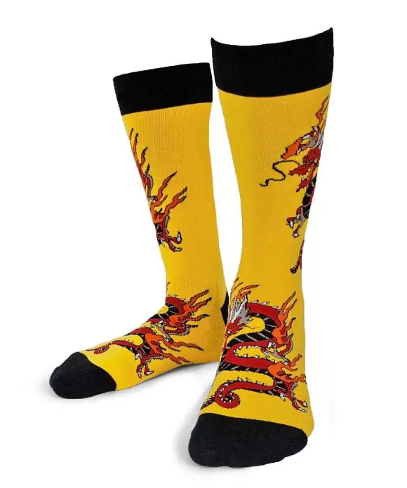 Socks>Crazy Shirts Crimson Dragon - Graphic Cotton Crew Socks