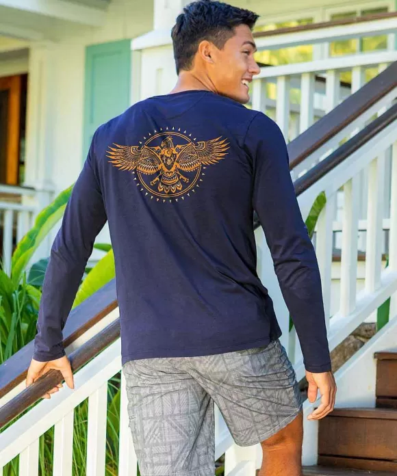 T-Shirts>Crazy Shirts Desert Guardian - Indigo Long Sleeve Pima T-Shirt