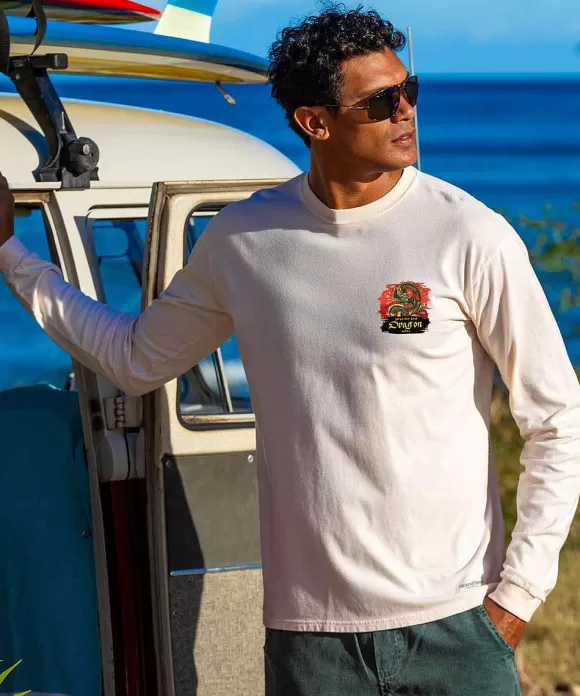 T-Shirts>Crazy Shirts Dragon 2024 - Coconut Dyed Long Sleeve Crewneck T-Shirt