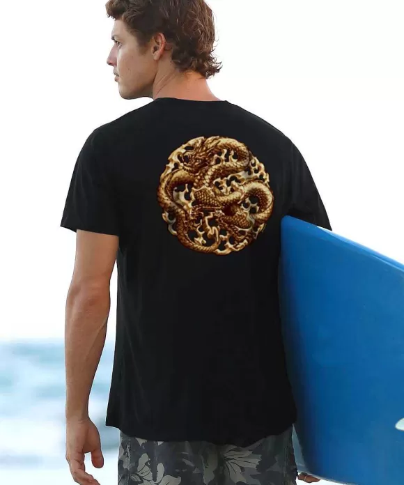 T-Shirts>Crazy Shirts Dragon Emblem - Jet Black Short Sleeve Pima T-Shirt