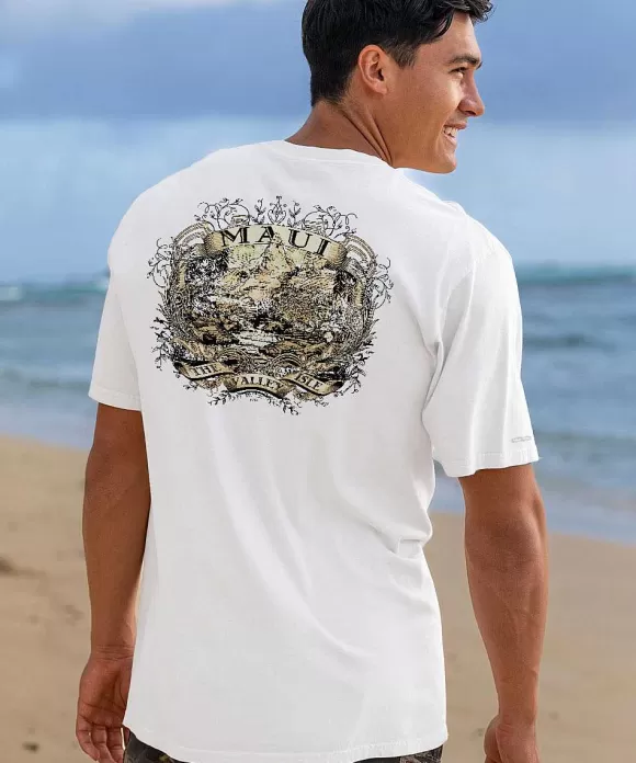 T-Shirts>Crazy Shirts Etched Maui - White Short Sleeve Crewneck T-Shirt
