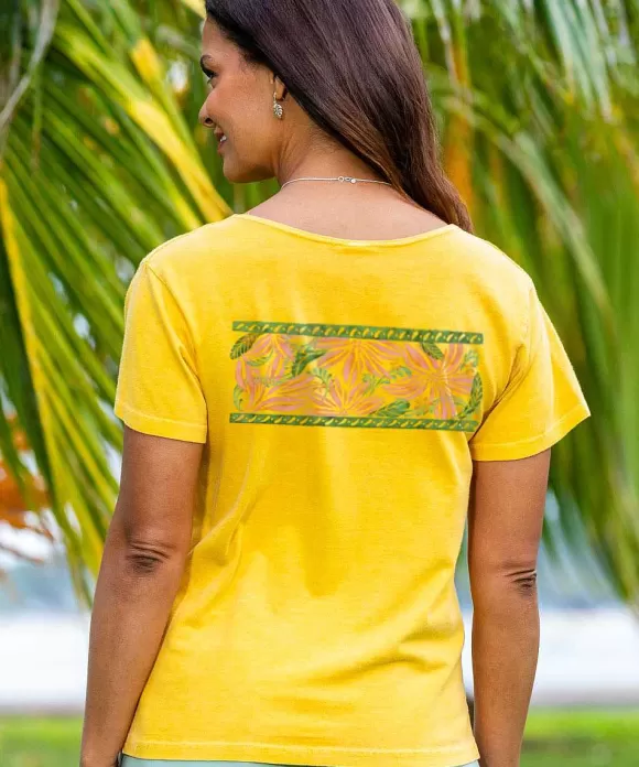 T-Shirts>Crazy Shirts Flower Band - Pineapple Dyed Short Sleeve Scoop Neck T-Shirt