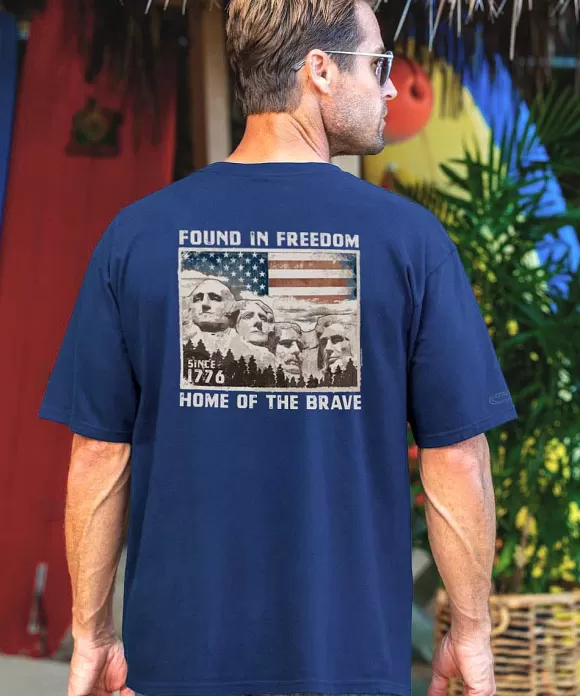 T-Shirts>Crazy Shirts Found In Freedom - Navy Short Sleeve Crewneck T-Shirt