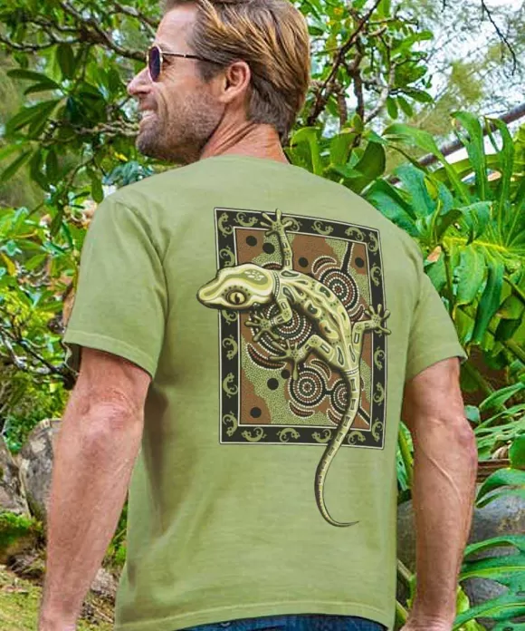 T-Shirts>Crazy Shirts Gecko Mosaic - Hemp Dyed Short Sleeve Crewneck T-Shirt