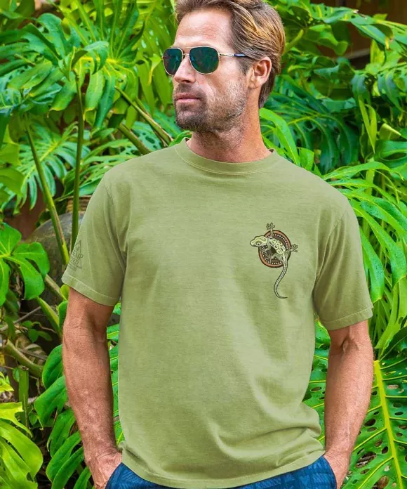 T-Shirts>Crazy Shirts Gecko Mosaic - Hemp Dyed Short Sleeve Crewneck T-Shirt
