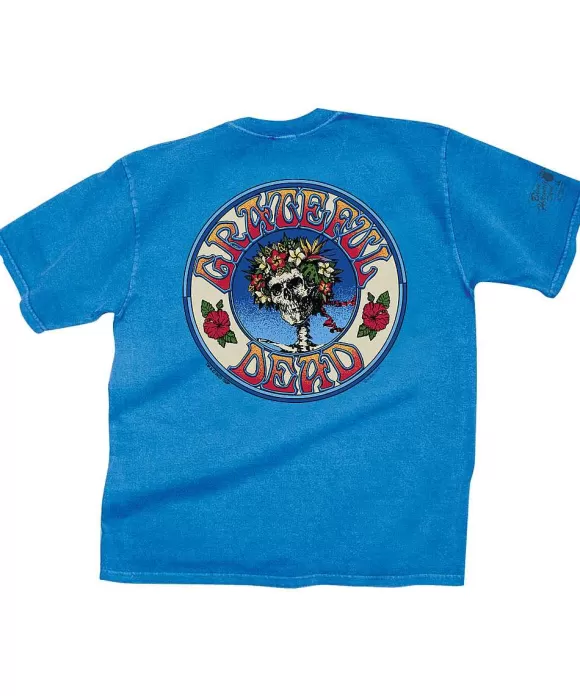 T-Shirts>Crazy Shirts Grateful Dead Hawaiian Bertha - Blue Hawaii Dyed Short Sleeve Crewneck T-Shirt