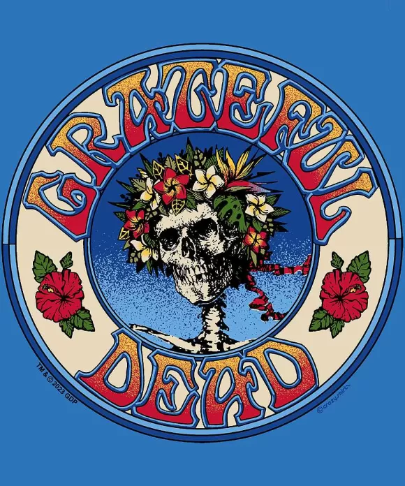 T-Shirts>Crazy Shirts Grateful Dead Hawaiian Bertha - Blue Hawaii Dyed Short Sleeve Crewneck T-Shirt