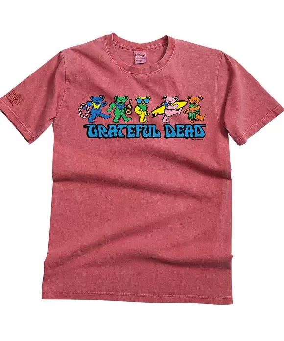 T-Shirts>Crazy Shirts Grateful Dead Hula Bears - Paradise Red Dyed Short Sleeve Crewneck T-Shirt