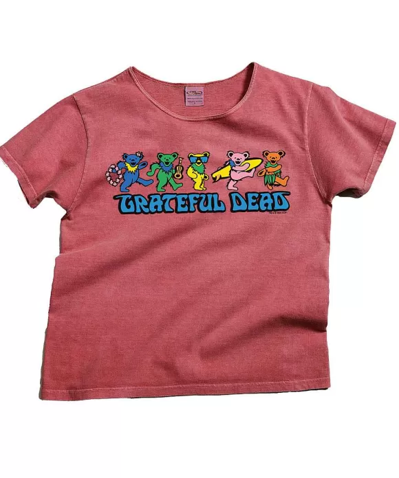 T-Shirts>Crazy Shirts Grateful Dead Hula Bears - Paradise Red Dyed Short Sleeve Scoop Neck T-Shirt
