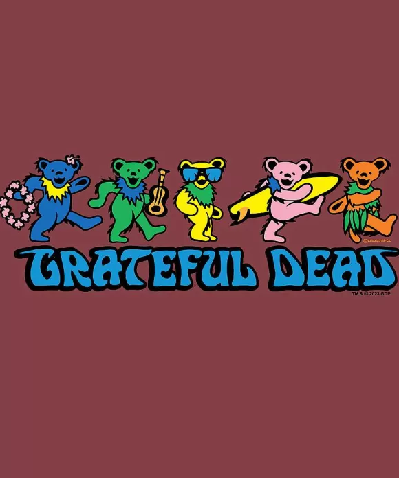 T-Shirts>Crazy Shirts Grateful Dead Hula Bears - Paradise Red Dyed Short Sleeve Scoop Neck T-Shirt