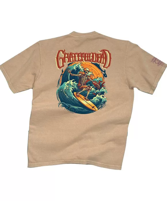 T-Shirts>Crazy Shirts Grateful Dead Surfs Up - Kona Coffee Dyed Short Sleeve Crewneck T-Shirt