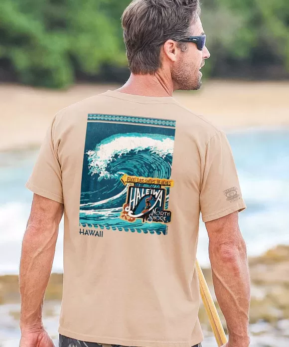 T-Shirts>Crazy Shirts Haleiwa Sign North Shore - Kona Coffee Dyed Short Sleeve Crewneck T-Shirt