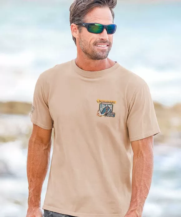 T-Shirts>Crazy Shirts Haleiwa Sign North Shore - Kona Coffee Dyed Short Sleeve Crewneck T-Shirt