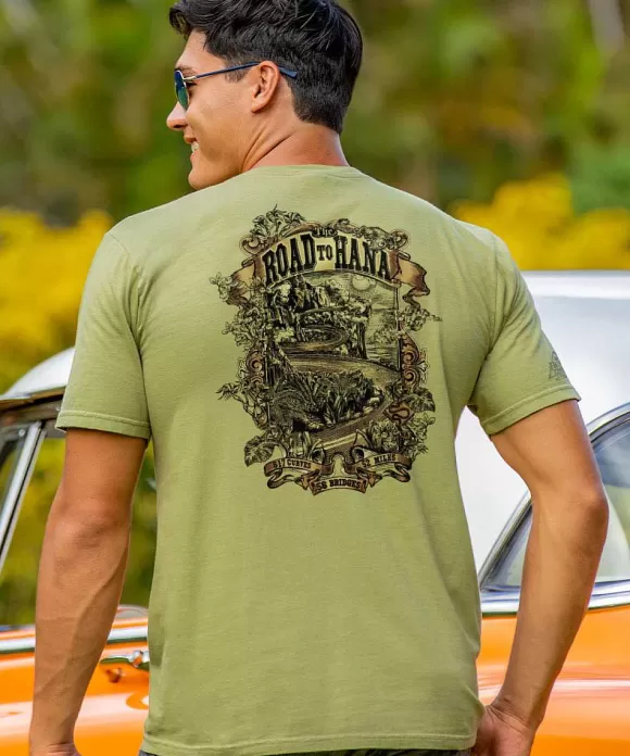 T-Shirts>Crazy Shirts Hana Etch - Hemp Dyed Short Sleeve Crewneck T-Shirt