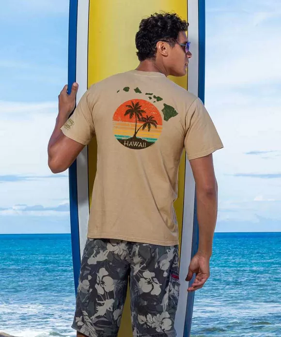 T-Shirts>Crazy Shirts Hawaii Sunset - Kona Coffee Dyed Short Sleeve Crewneck T-Shirt