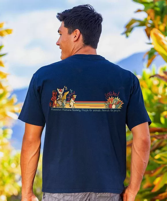 T-Shirts>Crazy Shirts Hawaiian Humane Society Bowling Paws - Navy Short Sleeve Crewneck T-Shirt