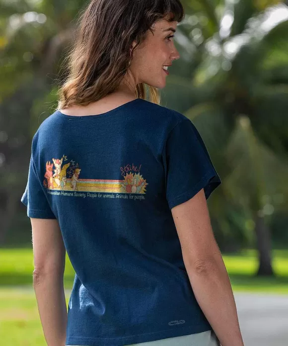 T-Shirts>Crazy Shirts Hawaiian Humane Society Bowling Paws - Navy Short Sleeve Scoop Neck T-Shirt