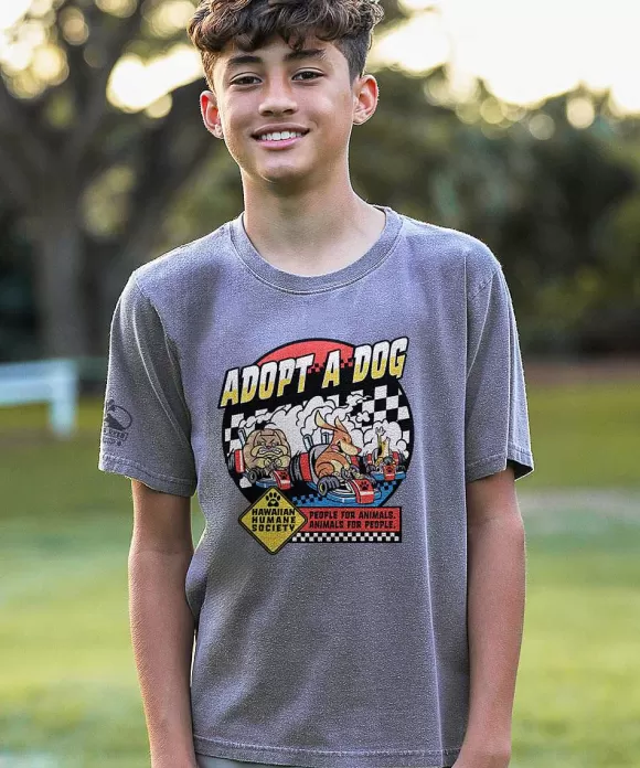 T-Shirts>Crazy Shirts Hawaiian Humane Society Go Kart Pups - Crater Dyed® Short Sleeve Crewneck T-Shirt
