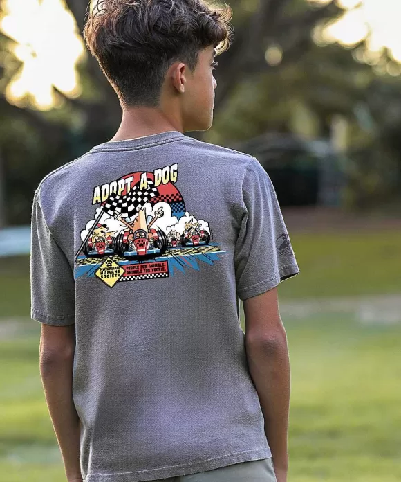 T-Shirts>Crazy Shirts Hawaiian Humane Society Go Kart Pups - Crater Dyed® Short Sleeve Crewneck T-Shirt