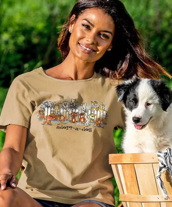 T-Shirts>Crazy Shirts Hawaiian Humane Society Picket Fence Pooches - Kona Coffee Dyed Short Sleeve Scoop Neck T-Shirt