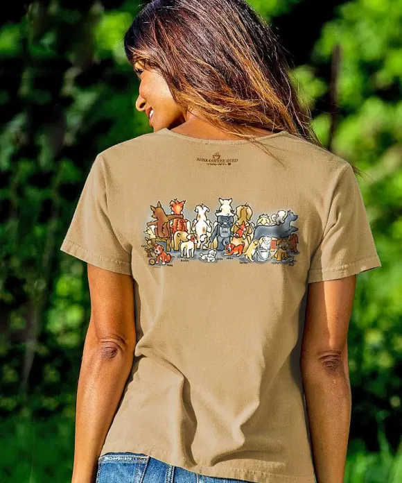 T-Shirts>Crazy Shirts Hawaiian Humane Society Picket Fence Pooches - Kona Coffee Dyed Short Sleeve Scoop Neck T-Shirt