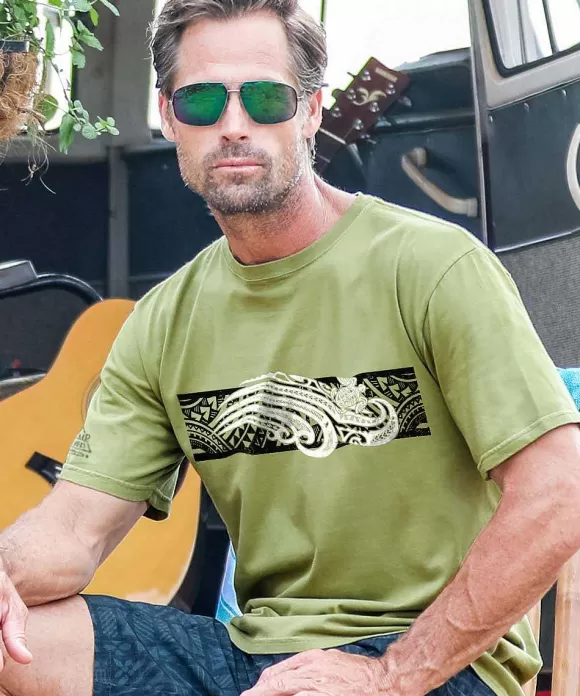 T-Shirts>Crazy Shirts Hawaiiloa Current - Hemp Dyed Short Sleeve Crewneck T-Shirt