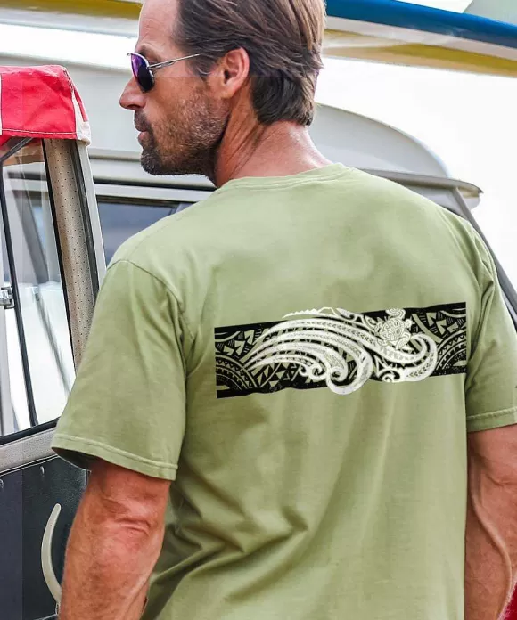 T-Shirts>Crazy Shirts Hawaiiloa Current - Hemp Dyed Short Sleeve Crewneck T-Shirt
