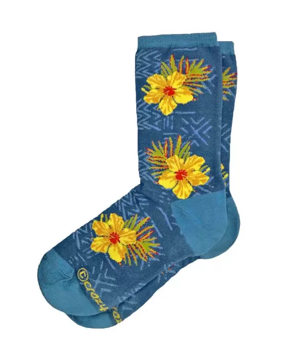 Socks>Crazy Shirts Hibiscus Trio - Graphic Cotton Crew Socks
