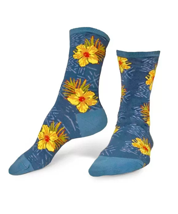 Socks>Crazy Shirts Hibiscus Trio - Graphic Cotton Crew Socks