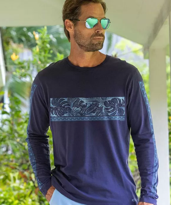 T-Shirts>Crazy Shirts Holo Holo Band - Indigo Long Sleeve Pima T-Shirt