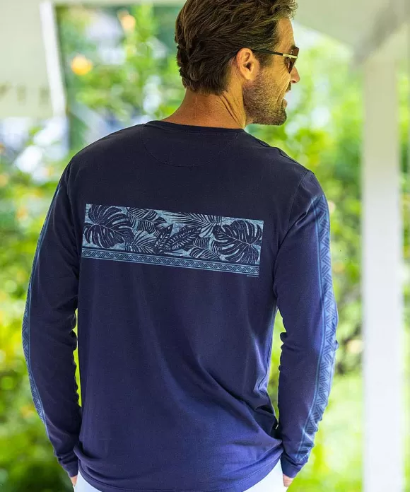 T-Shirts>Crazy Shirts Holo Holo Band - Indigo Long Sleeve Pima T-Shirt