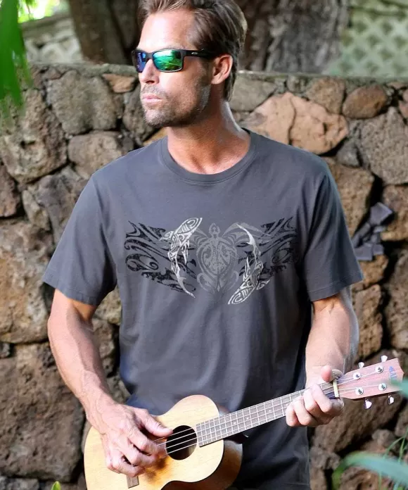 T-Shirts>Crazy Shirts Honu Mano Legend - Smoke Short Sleeve Pima T-Shirt